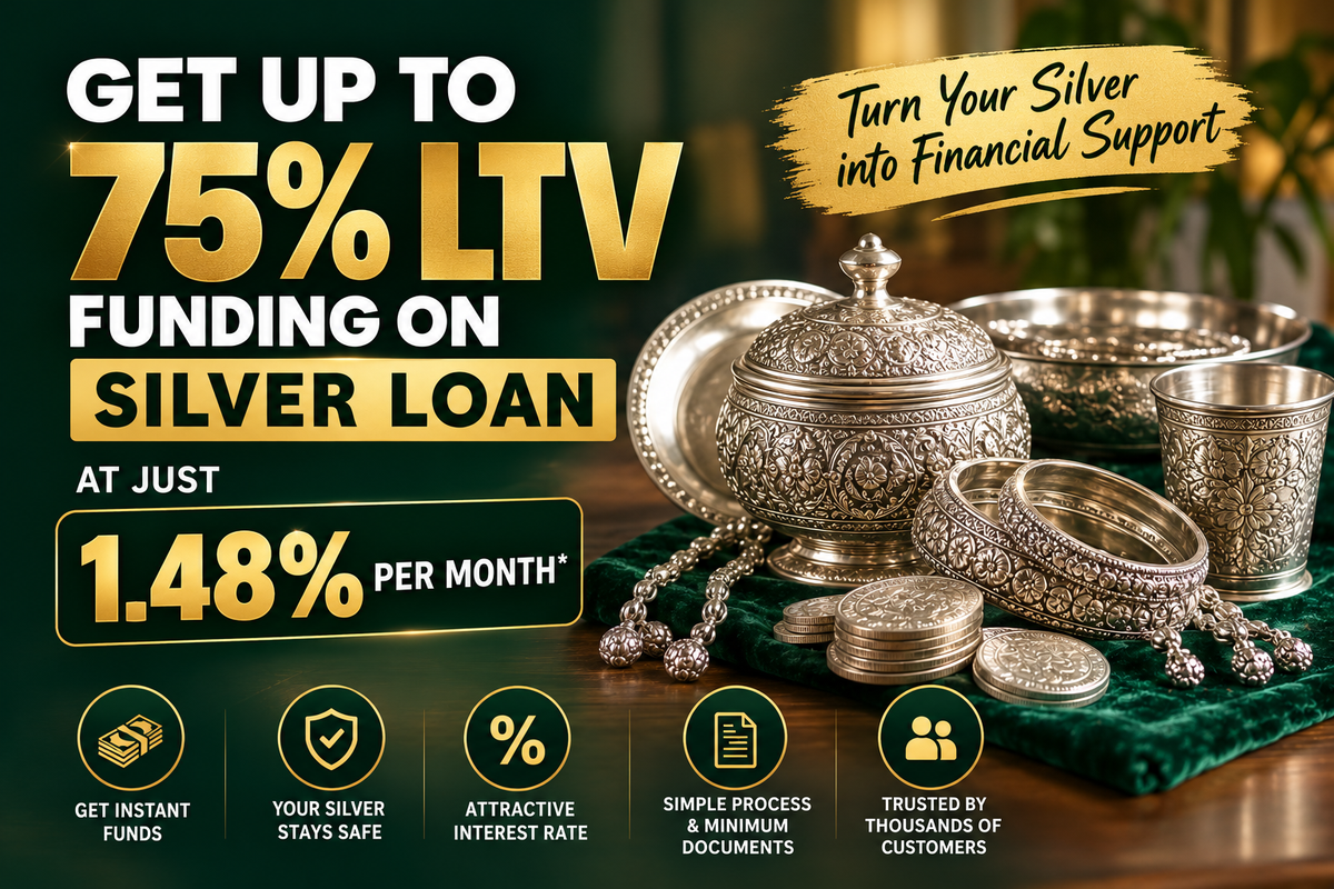 Silver Loan at Just 1.48% Per Month – Get Up to 75% LTV Funding with Dhanya Gold